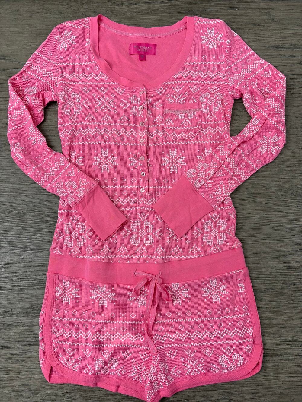 Victorias Secret Pink Pajama Romper, Small